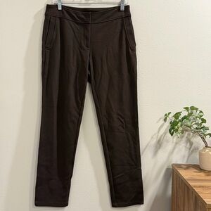Eileen Fisher Small Brown Stretch Knit Pull On Straight Pants Office Minimalist